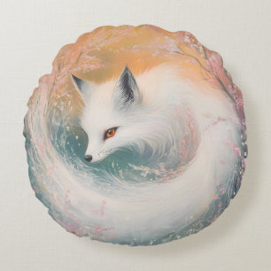 Cojín Redondo Mystic Bloom Spring Fox Watercolor