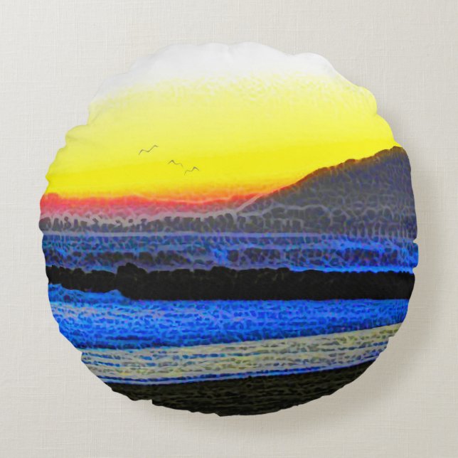 Cojín Redondo Mystic Sunset  (Anverso)