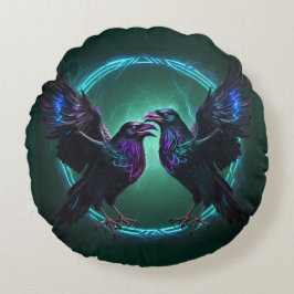 Cojín Redondo Mystical Ravens Dark Green