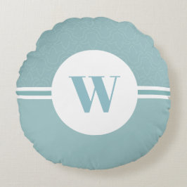 Cojín Redondo Nacido azul de las rayas modernas personalizado mo