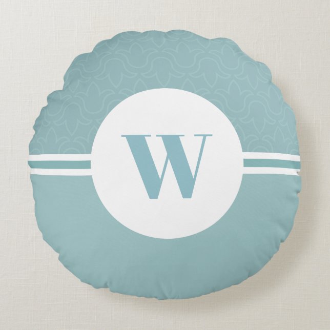 Cojín Redondo Nacido azul de las rayas modernas personalizado mo (Anverso)