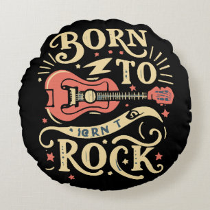 Cojín Redondo Nacido en la guitarra eléctrica rock