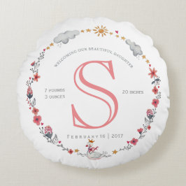 Cojín Redondo Nacimiento de bebé de cisne rosa