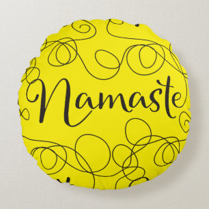 Cojín Redondo NAMASTE patrón negro transparente con LINES