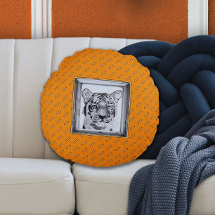 Cojín Redondo Naranja audaz Tiger Spirit Animal
