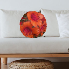 Cojín Redondo Naranja brillante Rhododendron florece