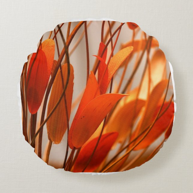 Cojín Redondo Naranja colorido (Anverso)