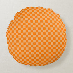 Cojín Redondo Naranja Combinación Classic Checkerboard