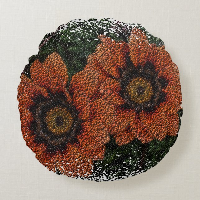 Cojín Redondo Naranja Daisy Balls Round Cushion (Anverso)