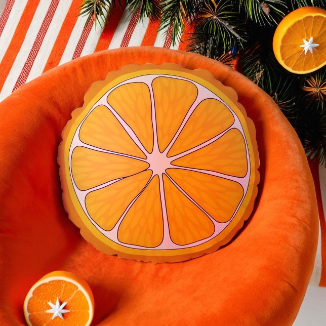 Cojín Redondo naranja de navidades (Christmas orange fruit round pillow)