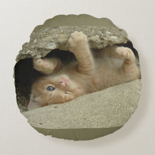Cojín Redondo Naranja del superhéroe Tabby Kitten
