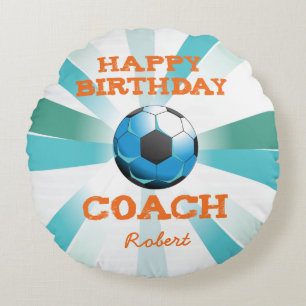 Cojín Redondo Naranja/estreno Verde azulado/azul del entrenador 