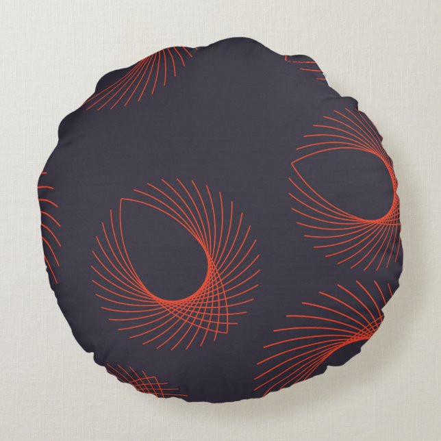 Cojín Redondo Naranja, fresco, moderno, geométrico de abstracció (Reverso)