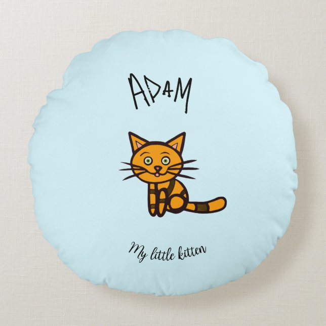 Cojín Redondo Naranja gato (Anverso)