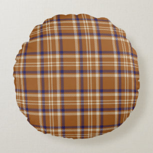 Cojín Redondo Naranja Glen Plaid texturizado patternabstracto si