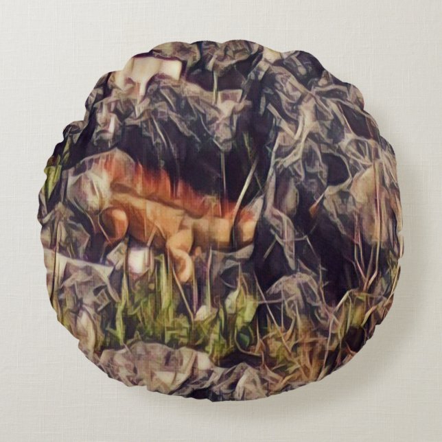 Cojín Redondo Naranja Guana Art (Anverso)