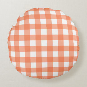 Cojín Redondo Naranja Plaid