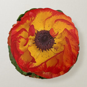 Cojín Redondo Naranja Red Poppy Photo
