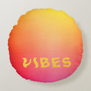 Cojín Redondo Naranja rosa y naranja amarillo "Vibes" soleado