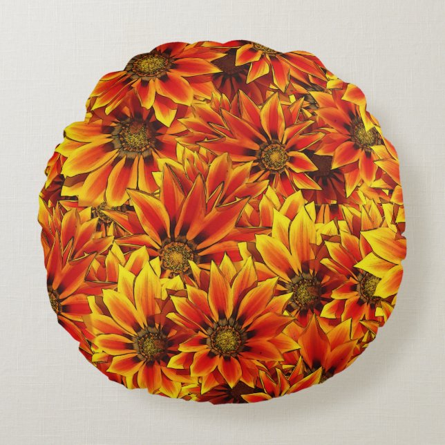 Cojín Redondo Naranja Sunflowers (Anverso)