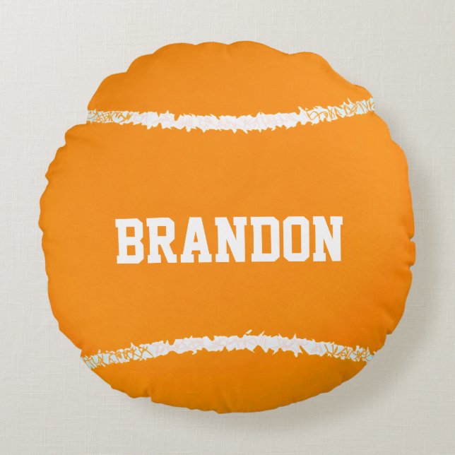 Cojín Redondo Naranja Tennis Ball Design Round Pillow (Anverso)