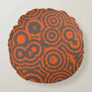 Cojín Redondo naranja y abstracto gris