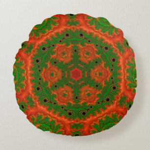 Cojín Redondo Naranja y Cushiro redondo del Kaleidoscope verde
