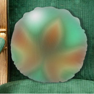 Cojín Redondo Naranja y Green Abstract Lotus Round Pillow