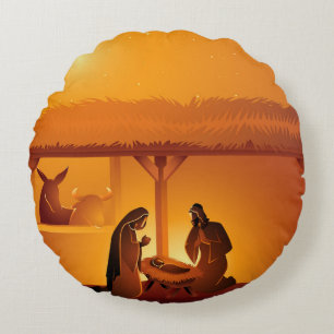 Cojín Redondo Natividad Niño Jesús María José Navidades