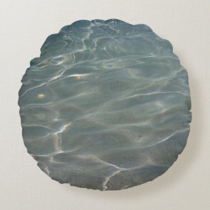Cojín Redondo Naturaleza azul del Resumen del Agua del Caribe