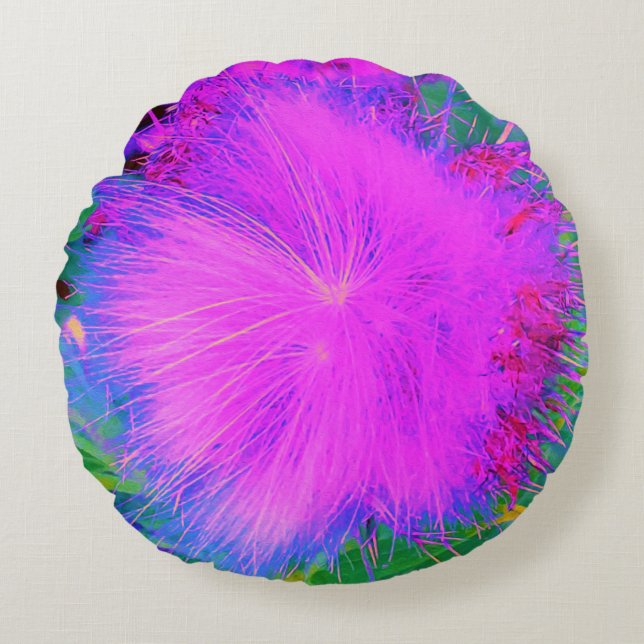 Cojín Redondo Naturaleza psicodélica púrpura ultravioleta (Anverso)