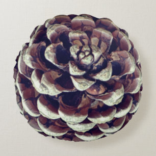 Cojín Redondo Naturaleza rústica Pinecone otoño invierno
