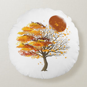 Cojín Redondo Naturaleza Vida Silvestre Llenos De Árbol De La Lu
