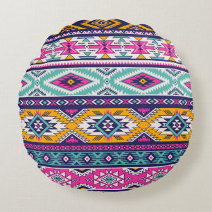 Cojín Redondo Navajo tribal vintage: patrón retro