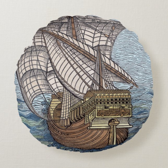 Cojín Redondo Nave de Columbus'Time (Anverso)