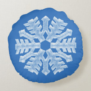 Cojín Redondo Navidad congelado azul fresco helado del invierno