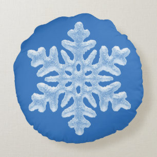 Cojín Redondo Navidad congelado azul fresco helado del invierno