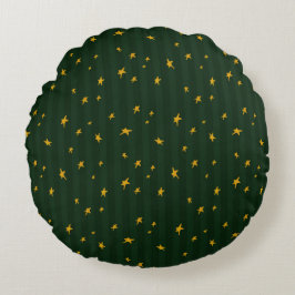 Cojín Redondo Navidad Verde Amarillo Estrella Raya Navidad