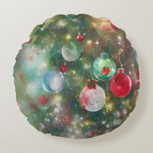 Cojín Redondo Navidades abstractos con arcos y adornos