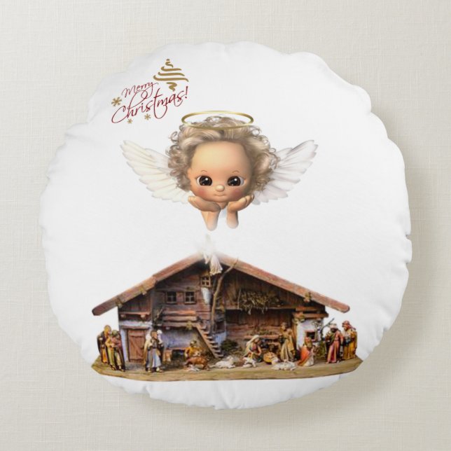 Cojín Redondo Navidades alrededor de la almohada, Jesucristo (Anverso)