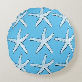 Cojín Redondo Navidades Blue Sky de White Starfish Pattern Beach