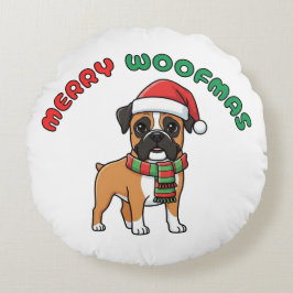 Cojín Redondo Navidades Boxer Round Pillow: Merry Woofmas