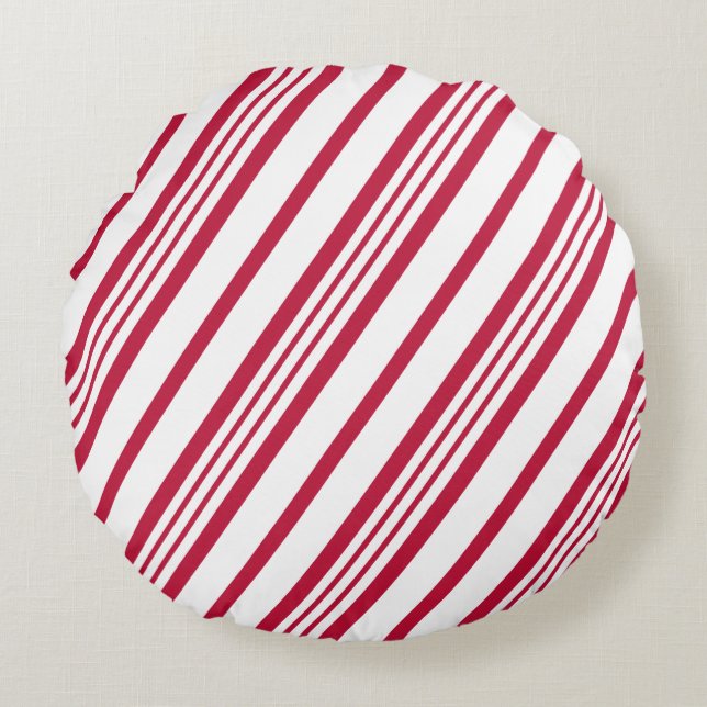 Cojín Redondo Navidades Candy Cane Stripe (Anverso)