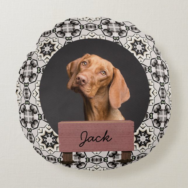 Cojín Redondo navidades clásicos Personalizado de vacaciones Dog (Anverso)