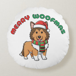 Cojín Redondo Navidades Collie Round Pillow: Feliz Woofmas