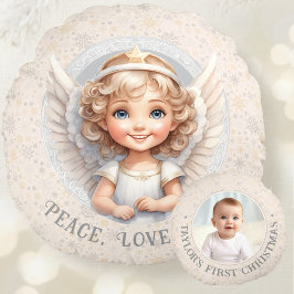 Cojín Redondo Navidades Cuadros Ángel Nombre Foto Ronda Pillow
