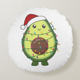 Cojín Redondo Navidades de aguacate iluminan divertida ranura pa
