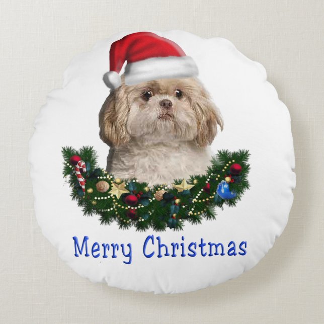 Cojín Redondo Navidades de animales (Anverso)