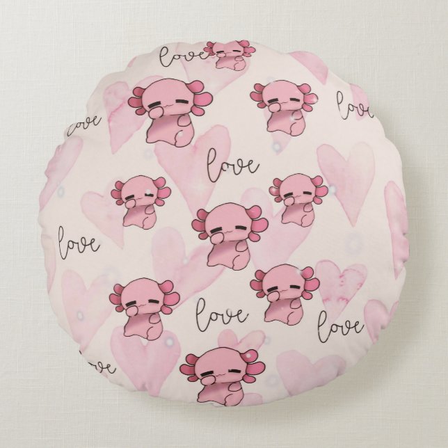 Cojín Redondo Navidades de axolotl (Anverso)