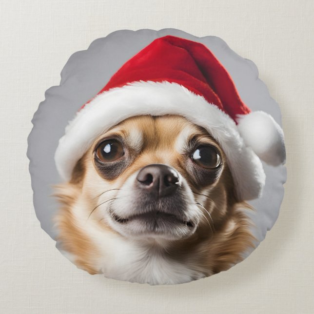 Cojín Redondo Navidades de Chihuahua (Anverso)
